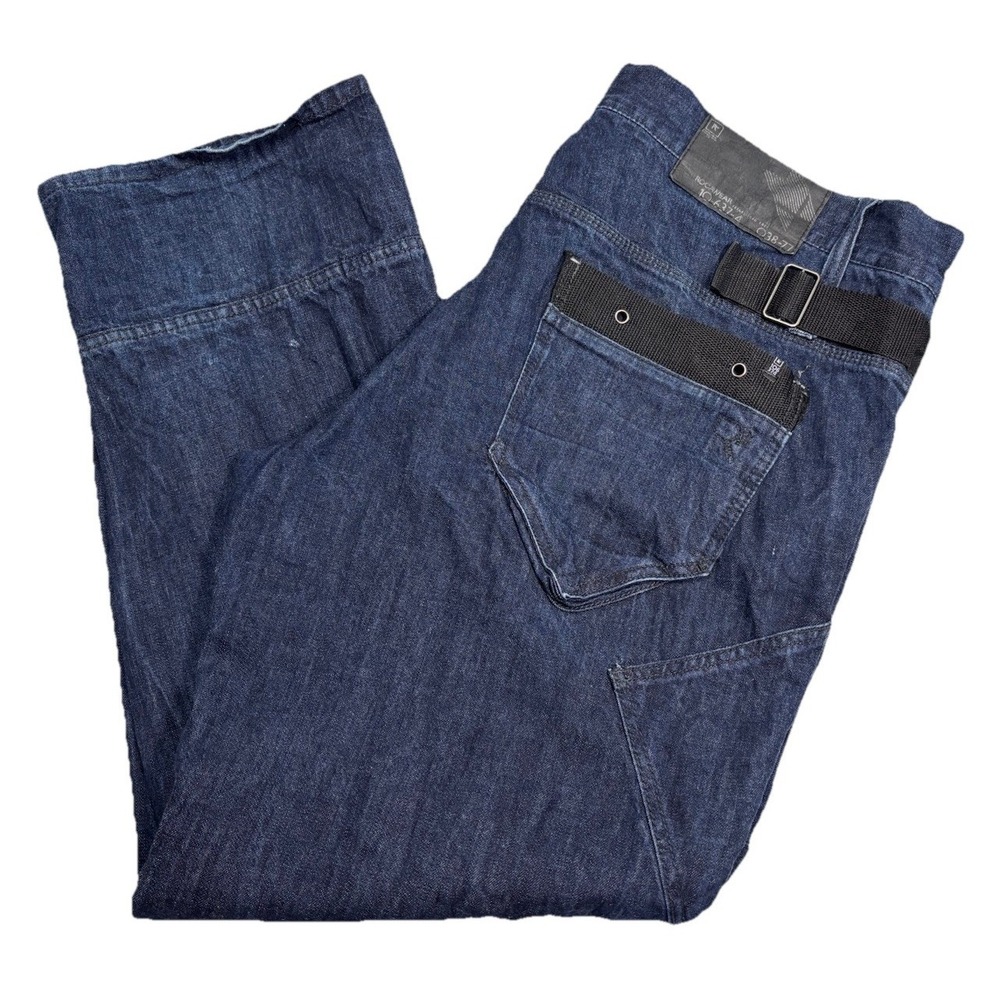 Rocawear Y2K Tactical Carpenter Jeans W46 Wide Leg Buckle Strap Utility Denim